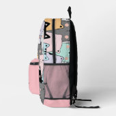 Kawaii-Katzen-Muster-Monogramm-Name Bedruckter Rucksack (Rechts)