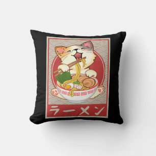 Kawaii-Katzen-Ramen-Anime-Vintage-Japanisches-Gesc Kissen