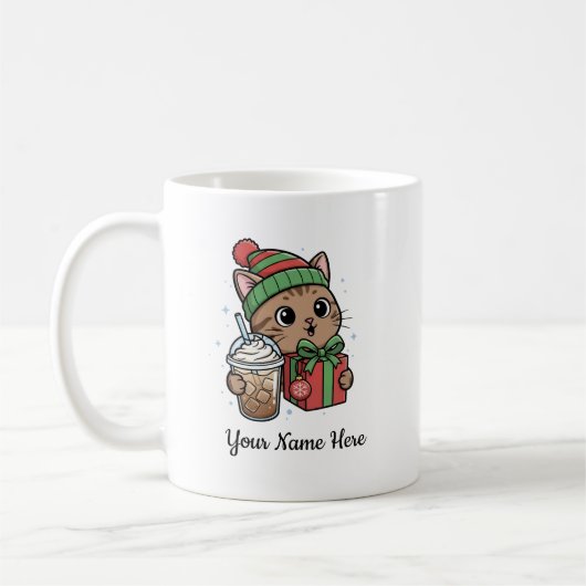 Kawaii-Katzen-Weihnachts-Kaffeetasse Kaffeetasse (Links)
