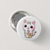 Kawaii-Katzenblasen-Tee Button (Vorne & Hinten)