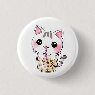 Kawaii-Katzenblasen-Tee Button