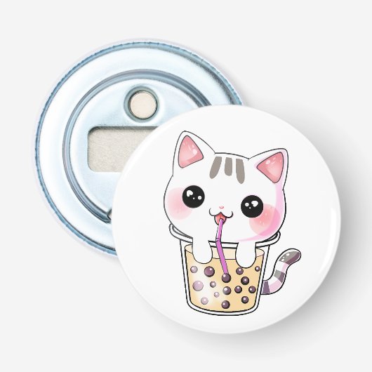 Kawaii-Katzenblasen-Tee Flaschenöffner (Vorderseite)