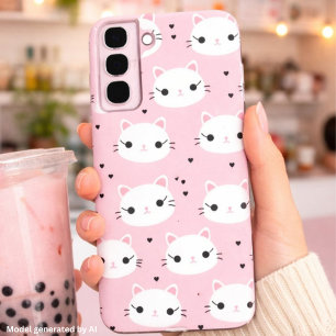 Kawaii Katzengegenden mit Herz - Niedliches rosa M Samsung Galaxy Hülle