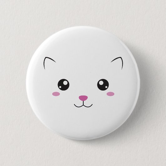 Kawaii Katzengesicht Button (Vorderseite)