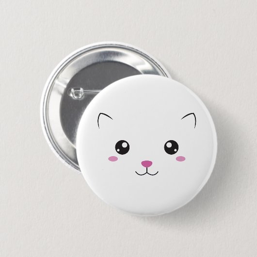 Kawaii Katzengesicht Button (Vorne & Hinten)