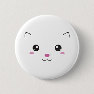 Kawaii Katzengesicht Button