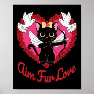 Kawaii Katzenkuppe mit Herz und Rose Ziel Fur Poster