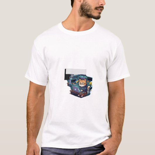 Kawaii Katzenprogrammierer T-Shirt - Süße Cyber-Ka (Vorderseite)