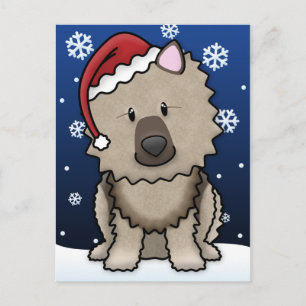 Kawaii Keeshond-Weihnachtspostkarte Feiertagspostkarte