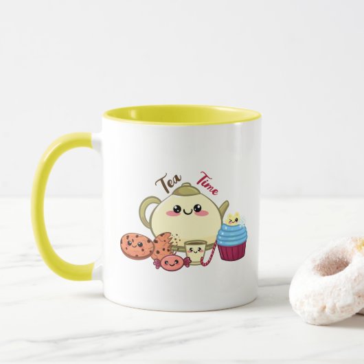 Kawaii-Kekse und niedliche Teezeit Tasse (Mit Donut)