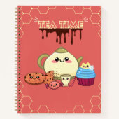 Kawaii-Kekse und warme Teezeit Notizblock (Vorderseite)