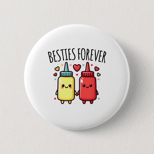 Kawaii Ketchup und Senf Funny Beste Freundin am be Button (Vorderseite)