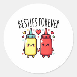 Kawaii Ketchup und Senf Funny Beste Freundin am be Runder Aufkleber