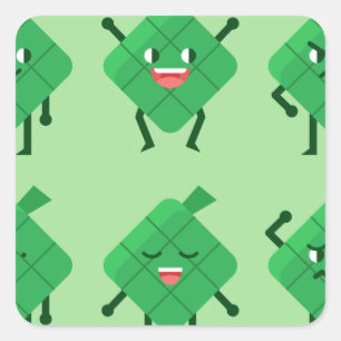 Kawaii Ketupat Quadratischer Aufkleber