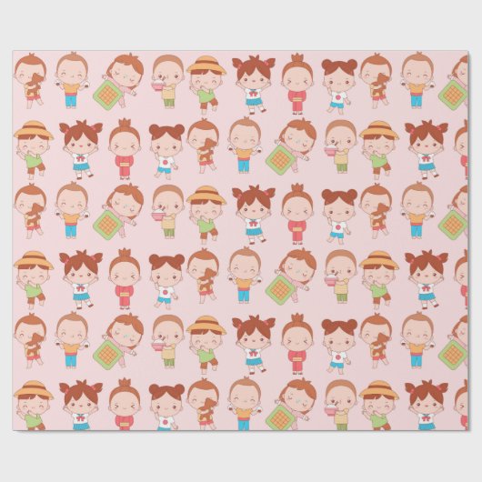 Kawaii Kids Geschenkpapier (Flach)