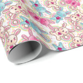Kawaii-Kindermuster mit Niedlichen Doodles 2 Geschenkpapier (Rolleneckpunkt)