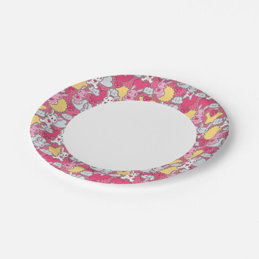 Kawaii-Kindermuster mit Niedlichen Doodles 2 Pappteller (Schrägansicht)