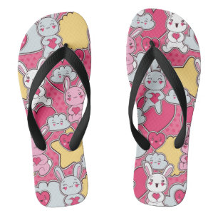 Kawaii-Kindermuster mit Niedlichen Doodles Badesandalen