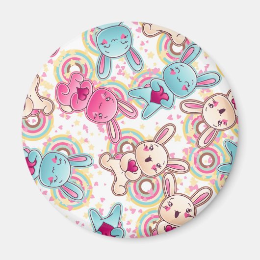 Kawaii Kindermuster mit Niedlichen Doodles Magnet (Vorne)