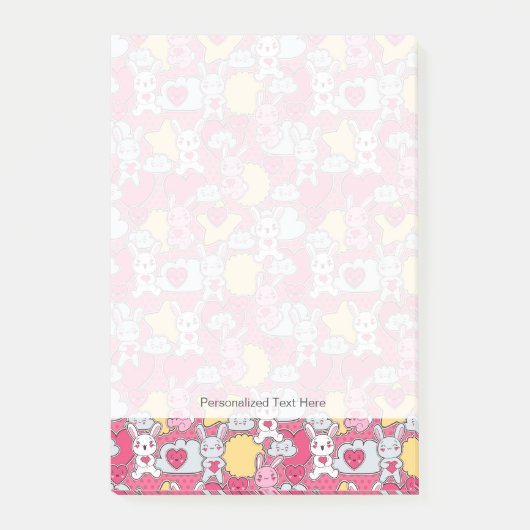 Kawaii-Kindermuster mit Niedlichen Doodles Post-it Klebezettel (Vorderseite)