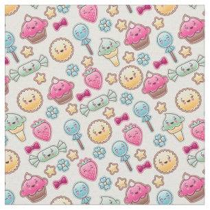 Kawaii-Kindermuster mit niedlichen Doodles Stoff