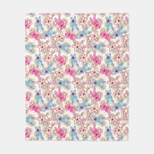 Kawaii Kindermuster mit niedlichen Gekritzeln 2 Fleecedecke (Vorderseite)