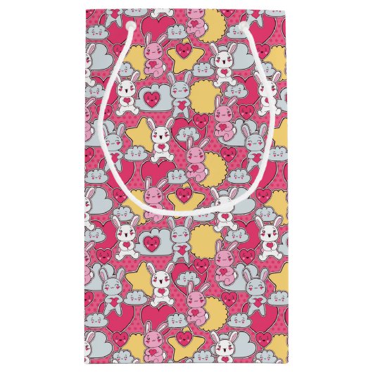 Kawaii Kindermuster mit niedlichen Gekritzeln 2 Kleine Geschenktüte (Rückseite)