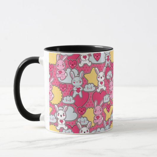 Kawaii Kindermuster mit niedlichen Gekritzeln 2 Tasse (Links)