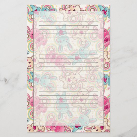 Kawaii Kindermuster mit niedlichen Gekritzeln Briefpapier (Vorderseite)
