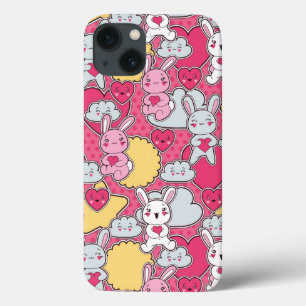 Kawaii Kindermuster mit niedlichen Gekritzeln iPhone 13 Hülle