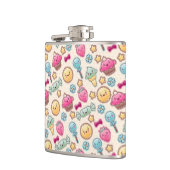 Kawaii Kindermuster mit niedlichen Gekritzeln Flachmann (Links)