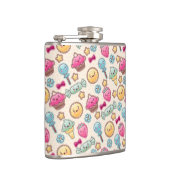 Kawaii Kindermuster mit niedlichen Gekritzeln Flachmann (Rechts)