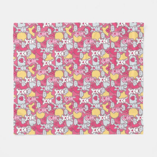 Kawaii Kindermuster mit niedlichen Gekritzeln Fleecedecke (Vorderseite (Horizontal))