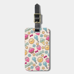 Kawaii Kindermuster mit niedlichen Gekritzeln Gepäckanhänger