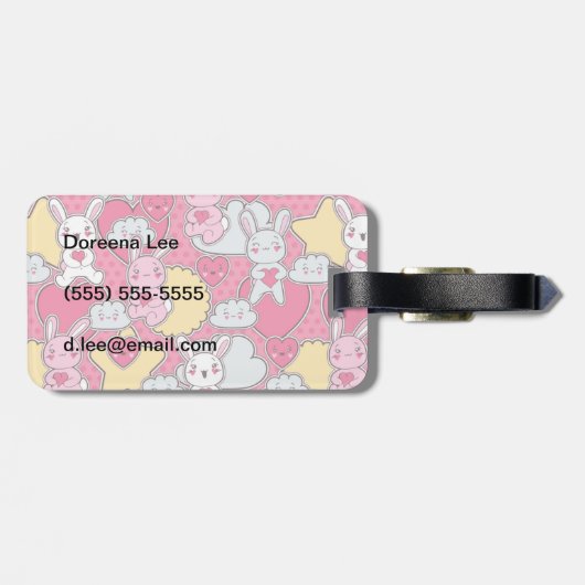 Kawaii Kindermuster mit niedlichen Gekritzeln Gepäckanhänger (Rückseite horizontal)