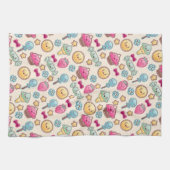 Kawaii Kindermuster mit niedlichen Gekritzeln Geschirrtuch (Horizontal)