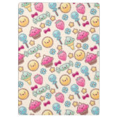 Kawaii Kindermuster mit niedlichen Gekritzeln Klemmbrett (Rückseite)