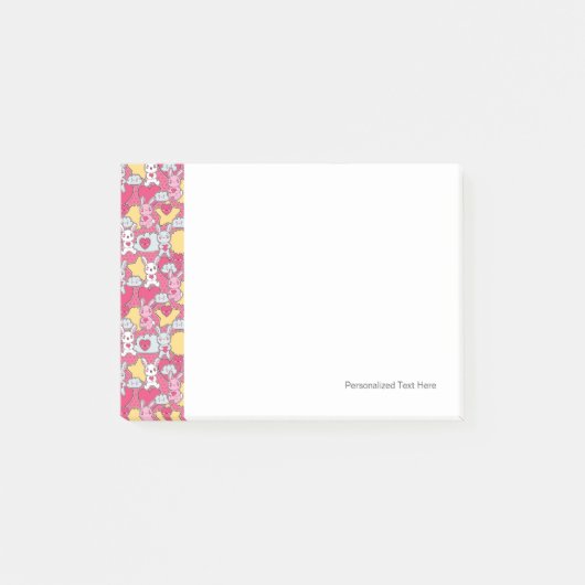 Kawaii Kindermuster mit niedlichen Gekritzeln Post-it Klebezettel (Vorderseite)