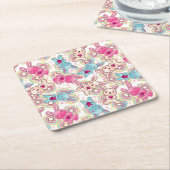 Kawaii Kindermuster mit niedlichen Gekritzeln Rechteckiger Pappuntersetzer (angewinkelt)