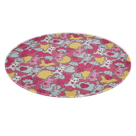 Kawaii Kindermuster mit niedlichen Gekritzeln Schneidebrett (Ecke)