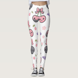 Kawaii-Kirsch-Schädel-Leggings Halloween Rosa Leggings