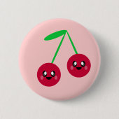 Kawaii Kirschen Fruchtfreunde Button (Vorderseite)