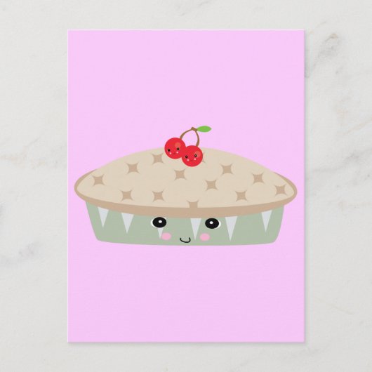 Kawaii-Kirschkuchen Postkarte (Vorderseite)