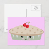 Kawaii-Kirschkuchen Postkarte (Vorne/Hinten)