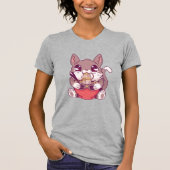 Kawaii Kitten Eating Ramen T-Shirt (Vorderseite)
