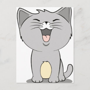 Kawaii kitten grau postkarte