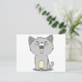 Kawaii kitten grau postkarte (Stehend Vorderseite)