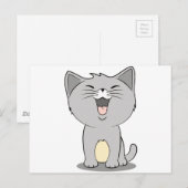 Kawaii kitten grau postkarte (Vorne/Hinten)