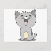Kawaii kitten grau postkarte (Vorderseite)