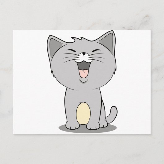 Kawaii kitten grau postkarte (Vorderseite)